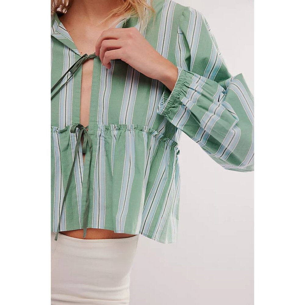 🎉LAST CHANCE🎉 FREE PEOPLE Brunch Babe Blouse / White Spruce Combo - Picture 3 of 11